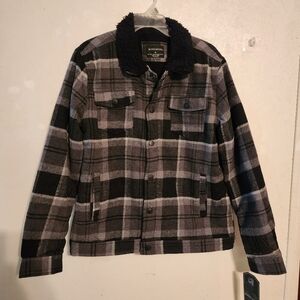 Distortion Men's Plaid Button Down Shacket Black/Gray Size M NWT